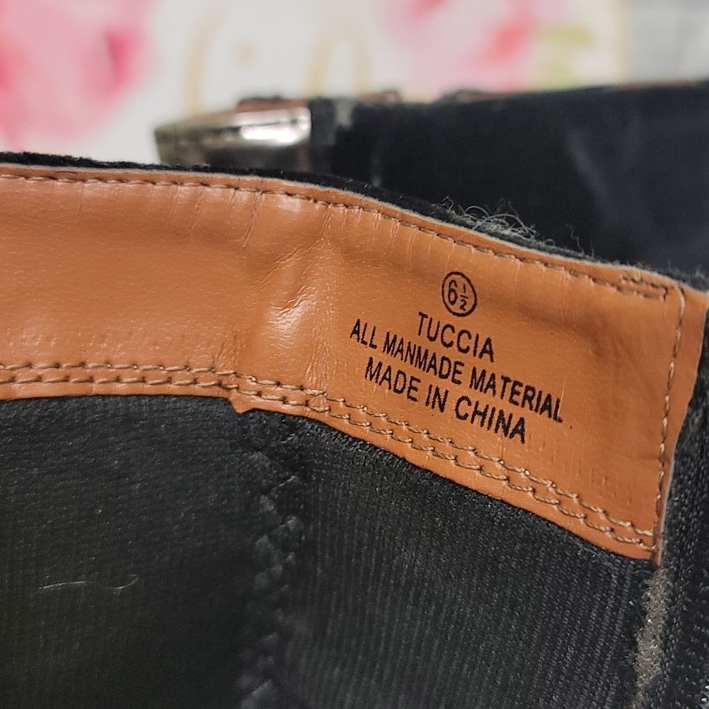 Bucco Platform Black & Gold Velvet Heeled Booties - Picture 15 of 16